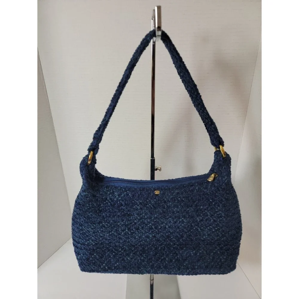 Vintage Betmar New York Blue Woven Shoulder Bag Purse Circa Early 2000s - Picture 2 of 12